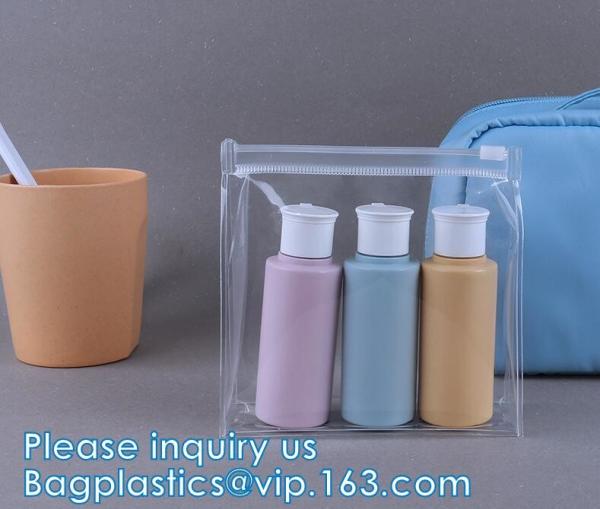 Portable Daily Personalized Design Transparent Pvc Zipper Pouch Bags Leather Clutch Cosmetic Bag