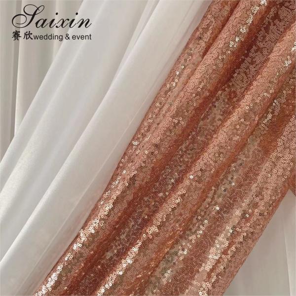 Wedding Decoration Backdrop Curtain White Gold Double Cloth Custom Backdrop Wedding Drapes