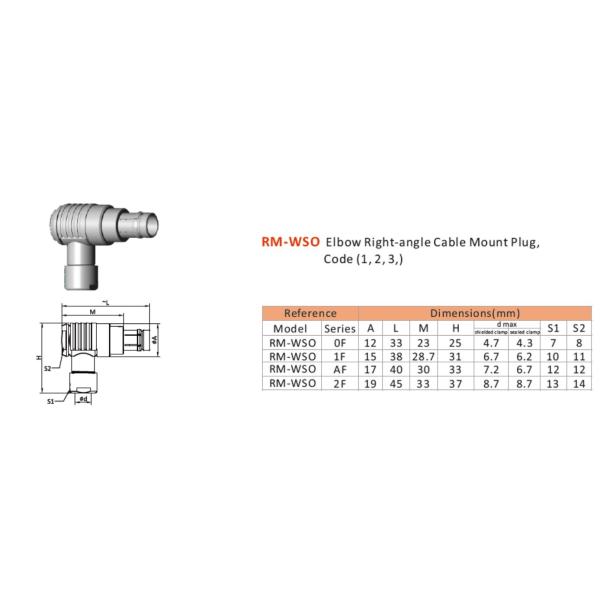 WSO 102 A053 IP68 Waterproof Elbow 90 degree Metal Circular Connector