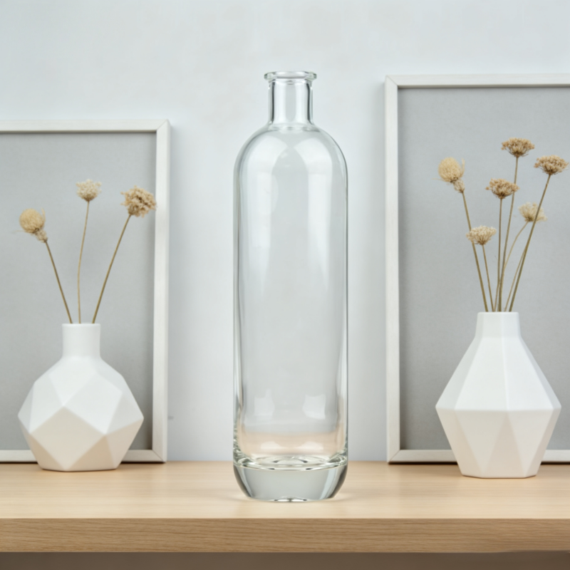 1000ml White Liquor Whisky Glass Bottle Crystal Cork Top  850g CY-1030