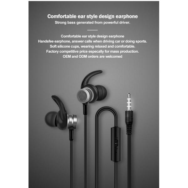3.5MM Wired Plug Earphones Hands Free Headphone With Mic