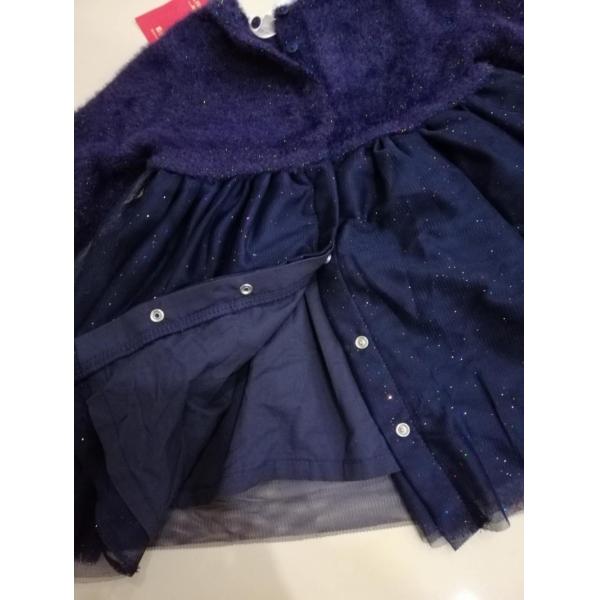 Fashion navy Children's Winter Clothes Embroidery Pattern Girls Sweater Dress