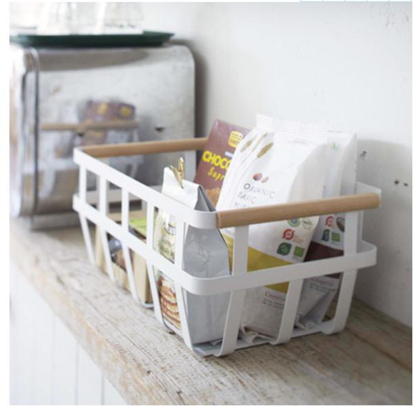 Beech Iron Wire Baskets With Wooden Handles Metal Decorative Basket