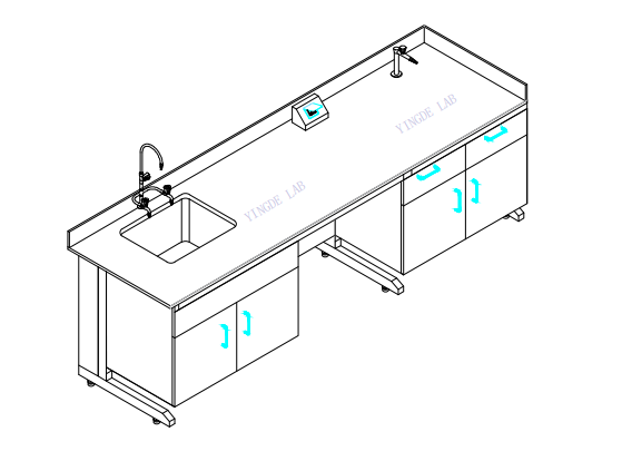 Steel Wood Modular Laboratory Benches C Frame Laboratory Island Table With Sink And Reagent Rack
