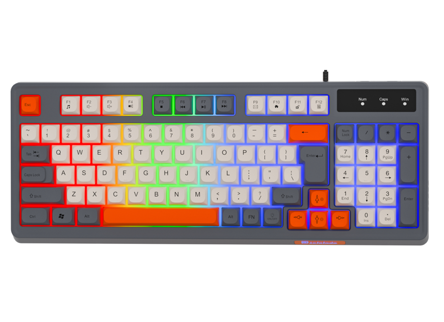 94-Key Compact Gaming Keyboard,USB Wired, Custom Layout, PnP