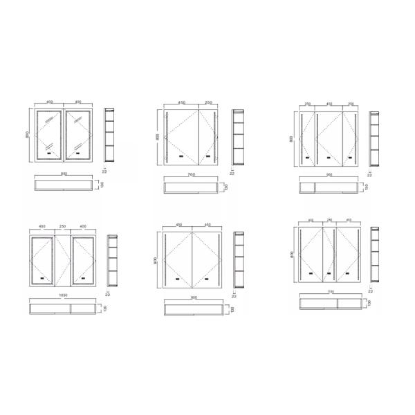 wholesale Luxury Aluminum Alloy medicine cabinet bathroom smart anti-fog mirror with LED lights storage defogging