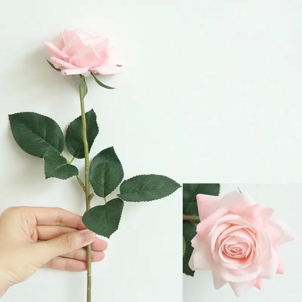 Flor de rosa artificial de caule único Flor de namoro Flor de seda de casamento Bouquet de rosa