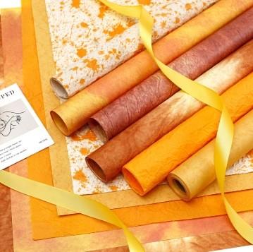 Partysu Specialty Paper Packaging for Sunset Golden Autumn Orange Partysu DIY Flower Arrangement