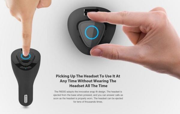 Car Bluetooth Headphones With 2.1 A Charger Intellingent 1-to-2 Multipoint Connection
