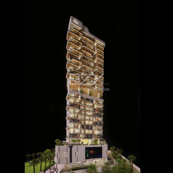 1:75 MAJAN Apartment Tower Architectural Model with 4000K Warm White Light