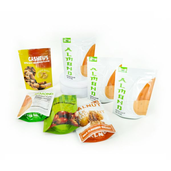 Custom Size Accepted Reusable Ziplock Pouch Sugar Packaging Dry Fruits Nut Stand Up Pouch Bottom Gusset Heat Sealed