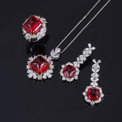 Weddig Engagement Jewelry Set Created Ruby Pendant Necklace Ring Earrings