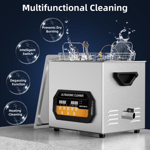 Limpieza ultrasónica digital de 10L con Degas y semi modos. Limpieza profesional de 240W, calefacción de 300W y temporizador de 30 minutos para herramientas industriales, piezas de automóviles y componentes de precisión.