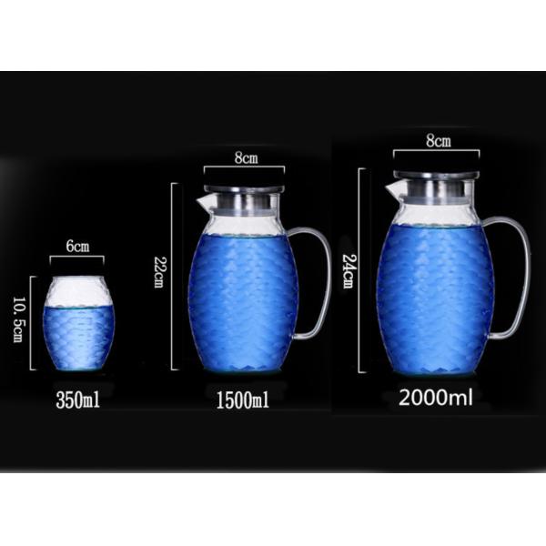 High Borosilicate Glass Pitcher , Drip Free Large Capacity Glass Water Carafe