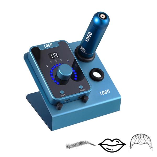 Electric Type SMP Scalp Micropigmentation Device with Permanent Makeup and Swiss Motor Tattoo Machine in Black Blue