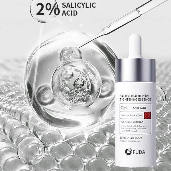 Ácido salicílico para limpiar las espinillas de la piel grasa y propensa al acné