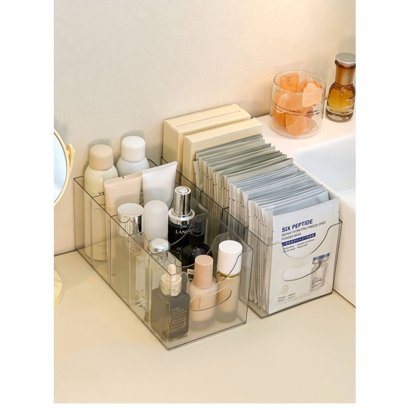 High Quality Household Transparent Cosmetics Spice Storage Box Arrangement Display Stand Plastic Desktop Organizer