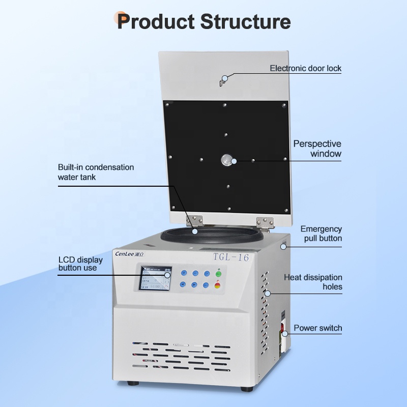 Factory Price Tabletop Micro Centrifuge 16000rpm Angle Rotor 24x1.5/18x5ml Lab Micro High Speed Refrigerated Centrifuge TGL-16