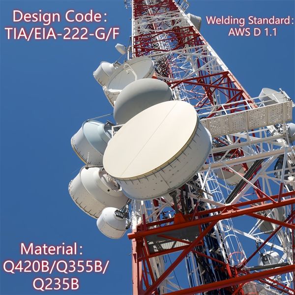 24 36 48 Meter Hot Dip Galvanized 4 Legged Communication Tower for Satellite Signal Transmission