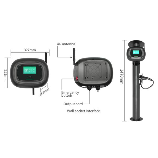 Wall Mounted 32A 11 KW Type 2 EV Charger 5M CABLE With Wifi App