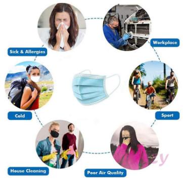 Non Woven 3 Ply Disposable Mouth Mask Daily Protective 100% Polyester Shell Fabric