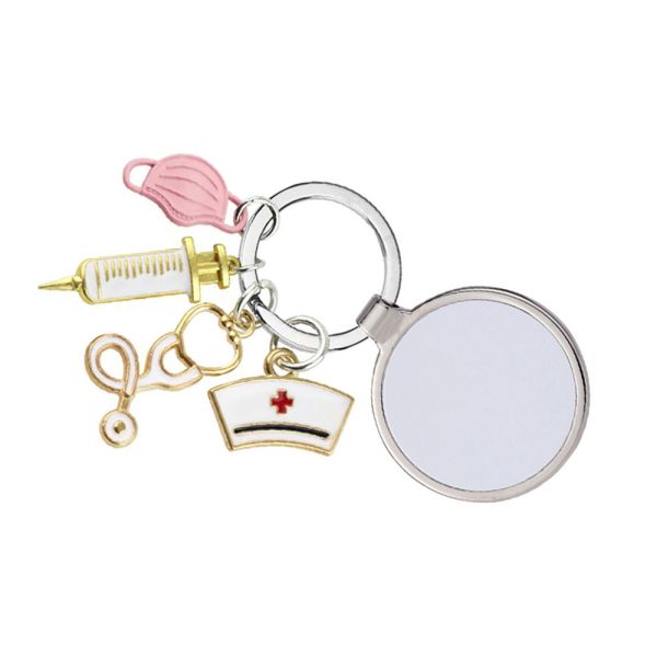 Blank Sublimation Picture Frame Medical Tool Keyring Custom Mask Stethoscope Syringe Nurse Cap Key Chain