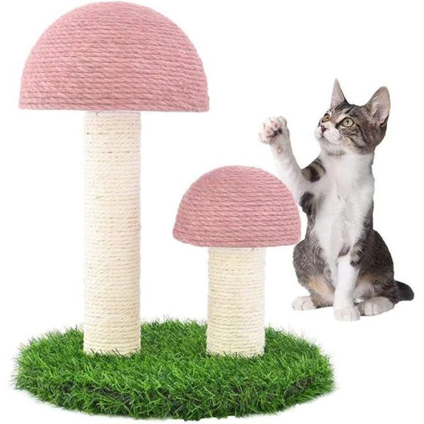 Indoor Kitten Climbing Post Sustainable Mushroom Cat Scratching Post with Interactive Toy