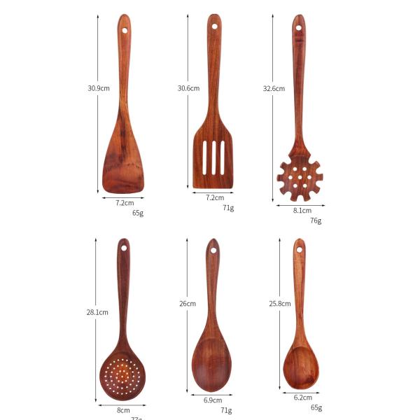 Nonstick Wooden Kitchen Utensil Cooking Spoons Natural Teak Kitchen Utensils Set