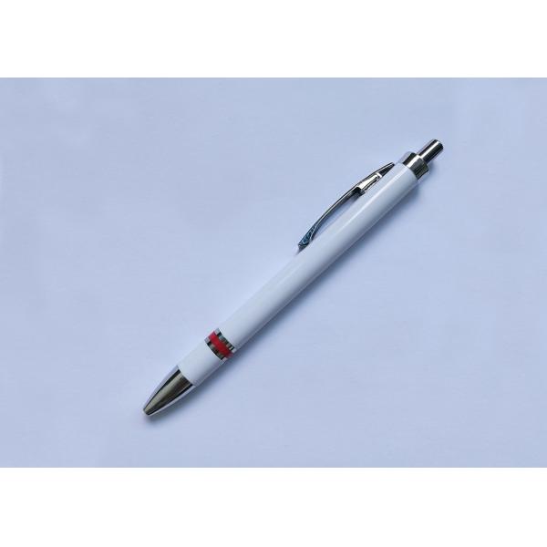 Metal Clip Plastic Promotional Pen in white color with customized logo or silk printing