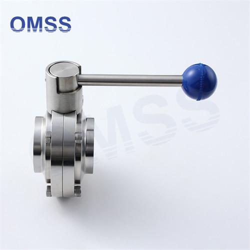 Sanitary Butterfly Valve 3A SMS DIN Food Grade SS304/316L Weld Manual With Pull Handle