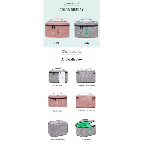 USB Rechargeable UV Light Sanitizer Travel Cosmetic Bags 26*19*15cm