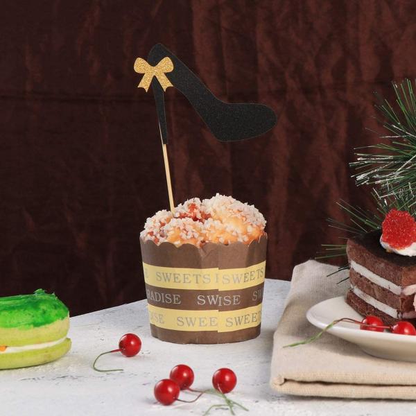 Glitter Bow Cupcake Anniversary High Heel Shoe Cake Topper