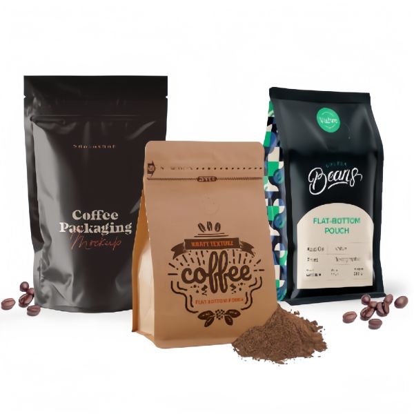 Eco Friendly Kraft Coffee Packaging Pouch Scratch Resistant Resealable Coffee Bags