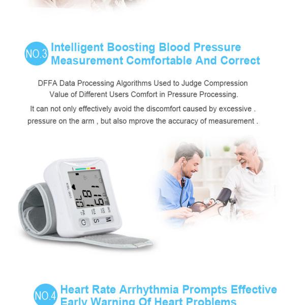 White Daily Checks Hospital LCD Digital Home Blood Pressure Device Rapid Measurement