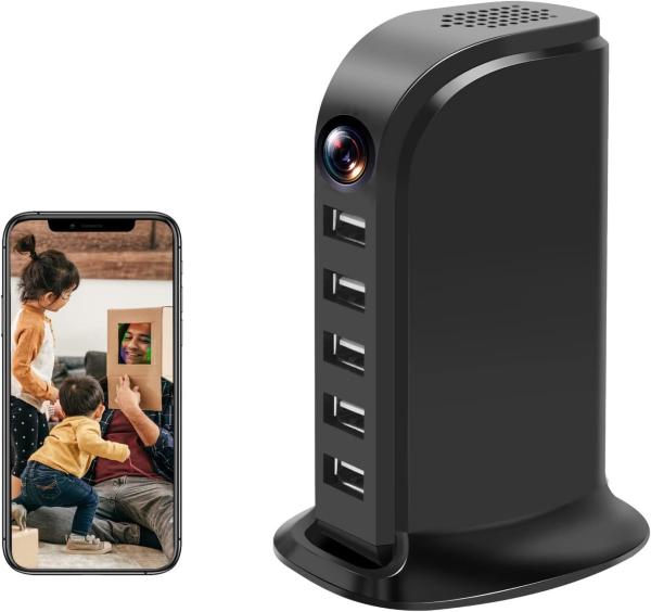 WIFI USB Charger Hidden Camera , Mini Peep Hole Camera Black / White