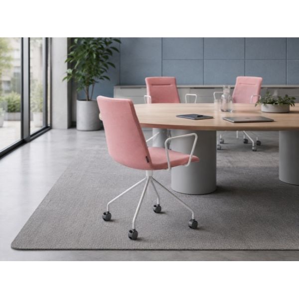 Stylish Fabric Office Chair Smooth With Swivel Rolling Powder Coated Four Star Base