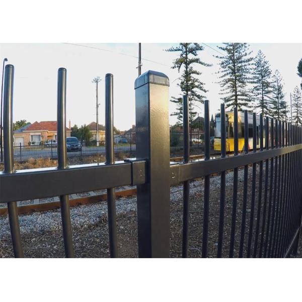 Garrison Fencing Panels Stain Black Powder Coating Rail 40mm 45mm and 50mm available Upright OD 25mm tube with caps