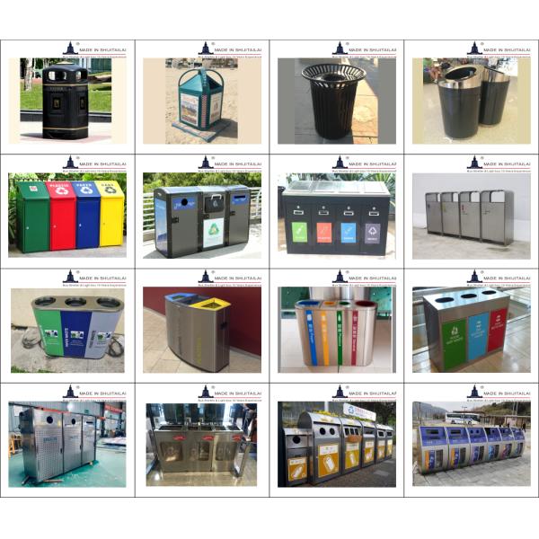 120L 3 Compartment Recycling Litter Bins For Schools