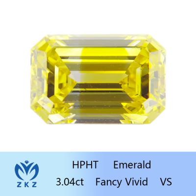 Emerald Shaped Yellow Lab Grown Diamonds 3ct+ VS IGI Certified Factory Supply Diamond