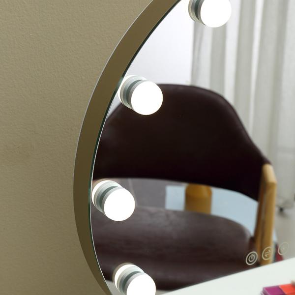 Finition argentée 10x grossissant luxe style cils or miroir de maquillage avec lumière LED