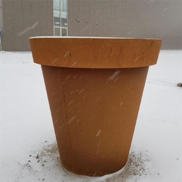 Metal Celso Cylinder Corten Steel Planter 100cm Height Pre Weathered