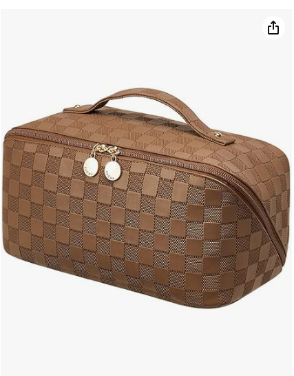 EACHY Travel Makeup Bag,Large Capacity Cosmetic Bags for Women,Waterproof Portable Pouch Open Flat Toiletry Bag Pattern Makeup Bag