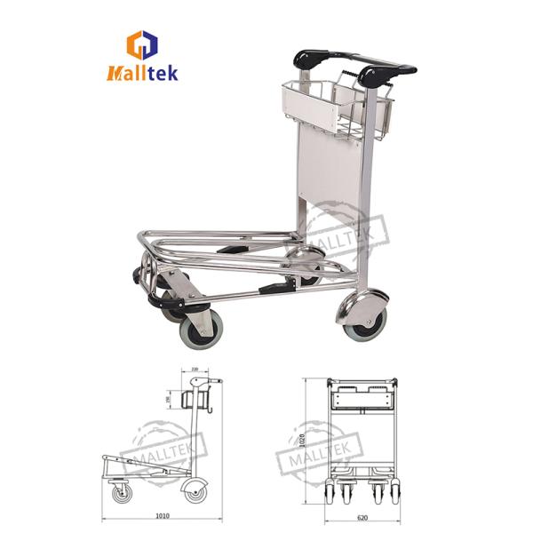 Stainless Steel Airport Luggage Trolley For Intermational Airport Using With Double Layer