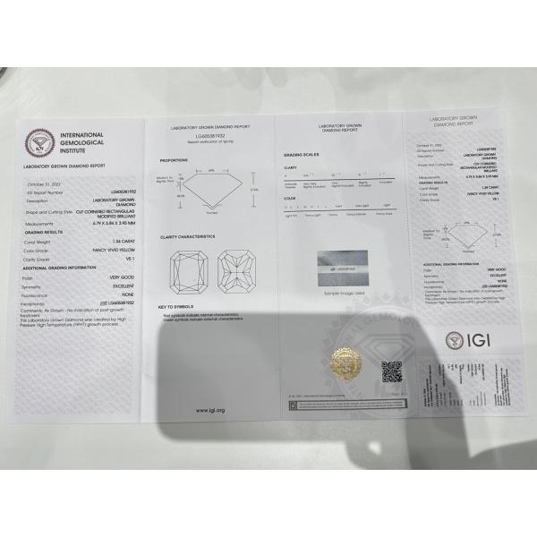 1.34ct VS1 Fancy Yellow Lab Grown Diamonds For Jewelry Making