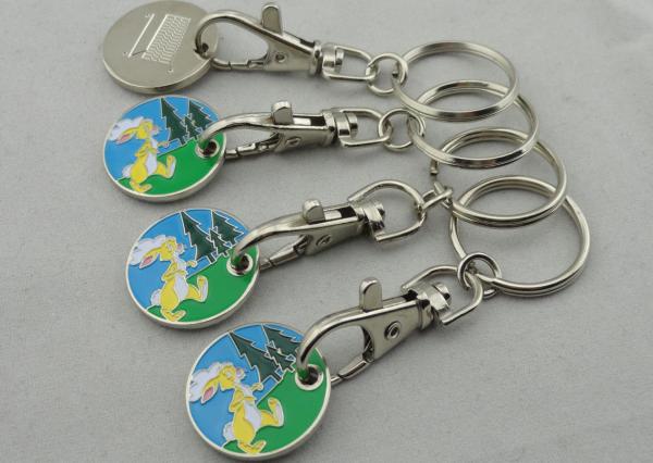Zinc Alloy, Aluminum, Iron Rabbit Trolley Coin with Key Chain, One Euro Coin