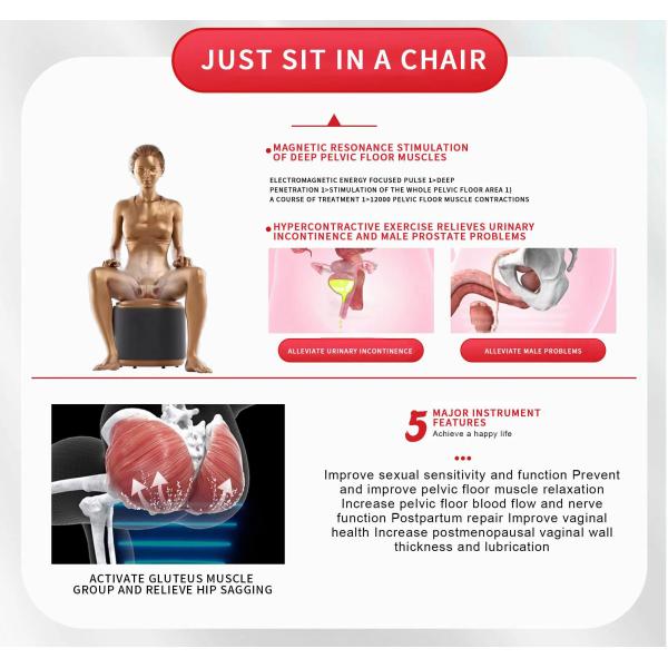 Ems silla pélvica cojín ergonómico piso pélvico máquina de reparación muscular entrenador muscular instrumento de suelo pélvico