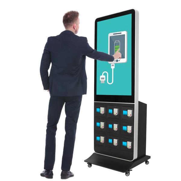 43/49/55 Inch Vertical Charging Advertising Display - High-Definition Digital Signage with Built-in Charger, Supports iPhone (iOS) & Android Smartphones for Retail, Mall, Restaurant Use