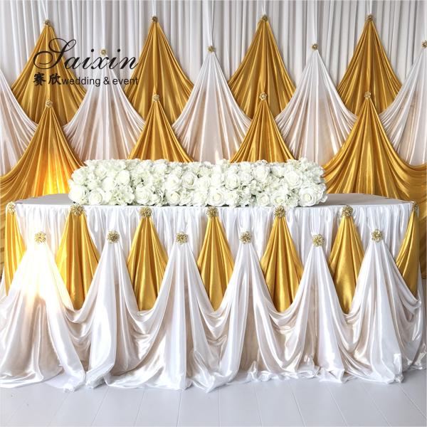 Горячая продажа Красивая синяя шелковая ткань занавес валанс шторы с колючками слоновой кости