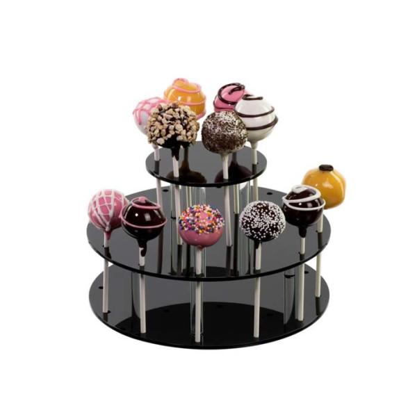 Round 3 Layer Acrylic Cake Stand , Clear / Black Acrylic Candy Display