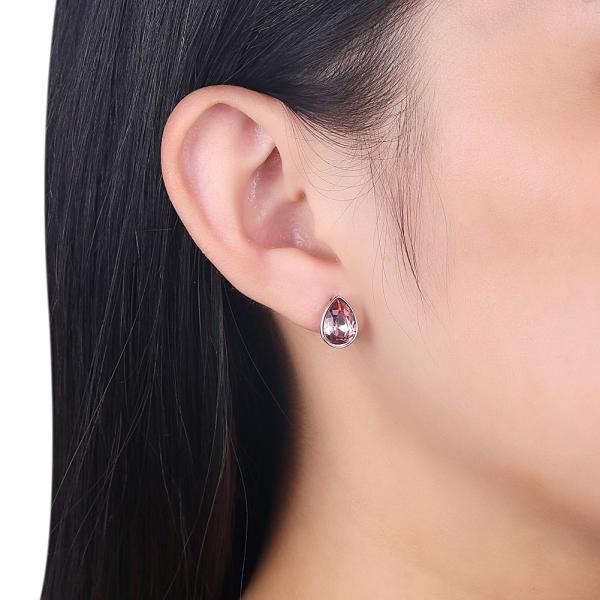 Rosa Sterling Silver Jewelry Earrings das mulheres